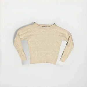 Cashmere Ivory White Knitted Charter Club Crewneck Sweater‎ Girls Medium